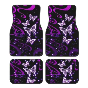 Universal Car Floor Mats Colorful Square Butterfly Animal Print Non-Slip Car Foot Pads, Durable Auto Interior Accessories