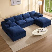 Blue-4 Seater + 2 Ottoman - 137" U