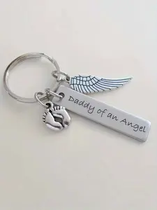 1/20pcs, Angel MOM And DAD Stainless Steel Key Chain, Gift For MOM And DAD, Christmas Gift, Thanksgiving Gift, MOM And DAD's Wings Protect Our Feet As They Grow Up, Mom And Dad Protected Us When We Grew Up, Stainless Steel Keychain