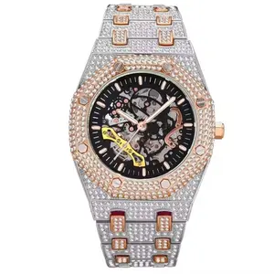 Iced Out Hip Hop Gold Finish Unisex Bling Custom Mens Luxury Rapper Quartz Watch