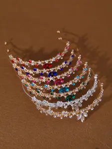 Elegant Princes Queen Style Bridal Crown, Luxury Wedding Hair Accessory, Festive Tiara, Glittering Rhinestone Design, Ideal for Parties & Performances