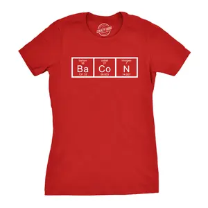 Womens Chemistry of Bacon T Shirt Funny Periodic Table Tee for Ladies Funny Womens T Shirts Cute Vintage Fashion Casual Ladies T-Shirt Gift Food Tops for Women Funny Science Top Women's Novelty Tees