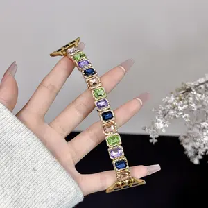Luxury Women's Sparkling Colorful Rhinestone Apple Watch Band, Watch Straps, Smart Watch Accessories, Compatible with Series 11-1, 38-49mm, Perfect Gift for Parties & Daily Wear
