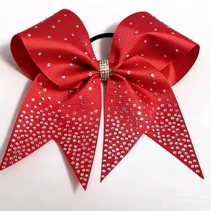 Red Crystal Cascade Rhinestone Cheer Bow