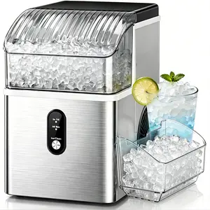 R.W.FLAME Countertop Nugget Ice Maker, Portable Crushed Ice Machine, 35Lbs/24H, 7 Mins Quick Ice, Self-Cleaning, One-Click Operation, Home Kitchen Office Bar
