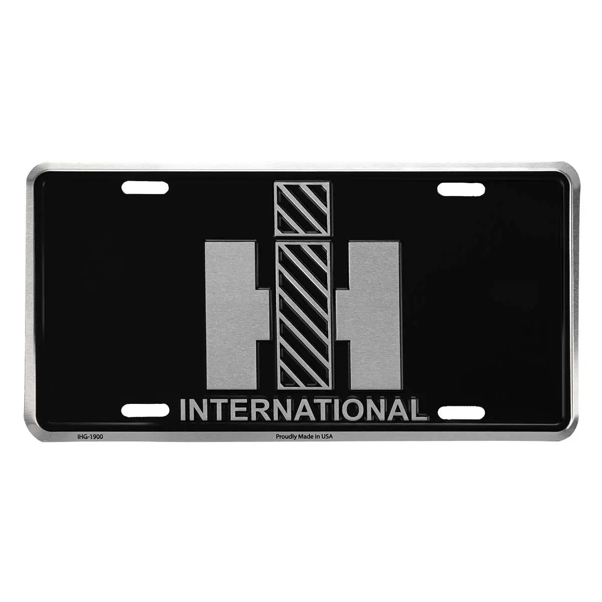 International Harvester IH Black License Plate with IH Logo  IH Gear