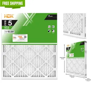 16 x 20 x 1 Standard Pleated Air Filter FPR 5, 3-Pack, Air Filters Replacement