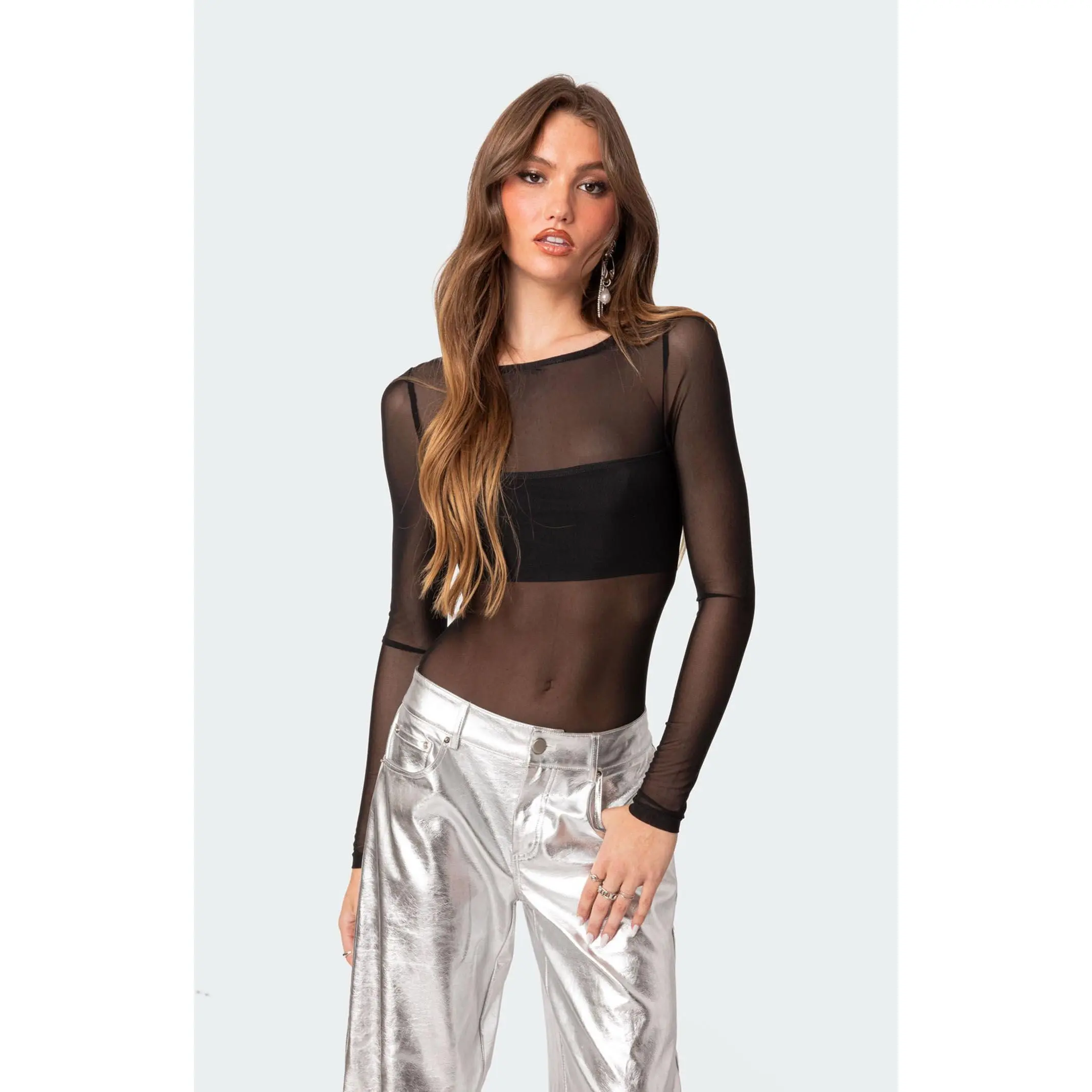 Edikted Women's Sheer Mesh Bandeau Bodysuit