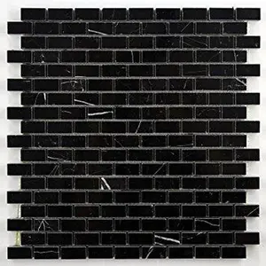Raven Noir Baby Brick Polished/Honed Mosaic Marble