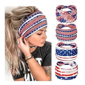 Independence Day Headbands for Women – 4 Pack Patriotic Red White Blue Hairbands
