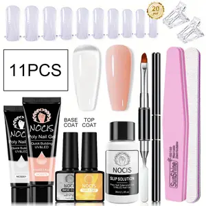 Nocis 2 Color Nail Extension Gel Set, Complete Tool Kit with Base Coat & Top Coat, Enhance Nails & Design, Manicure Essentials