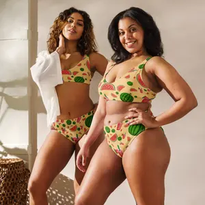 Cute Watermelom High Waisted Bikini - Topless Micro Slingshot Bikini - Sexy Thong Crotchless Lingerie - Sexy Summer Swimsuits - Anniversary Gift For Her - Birthday Gift