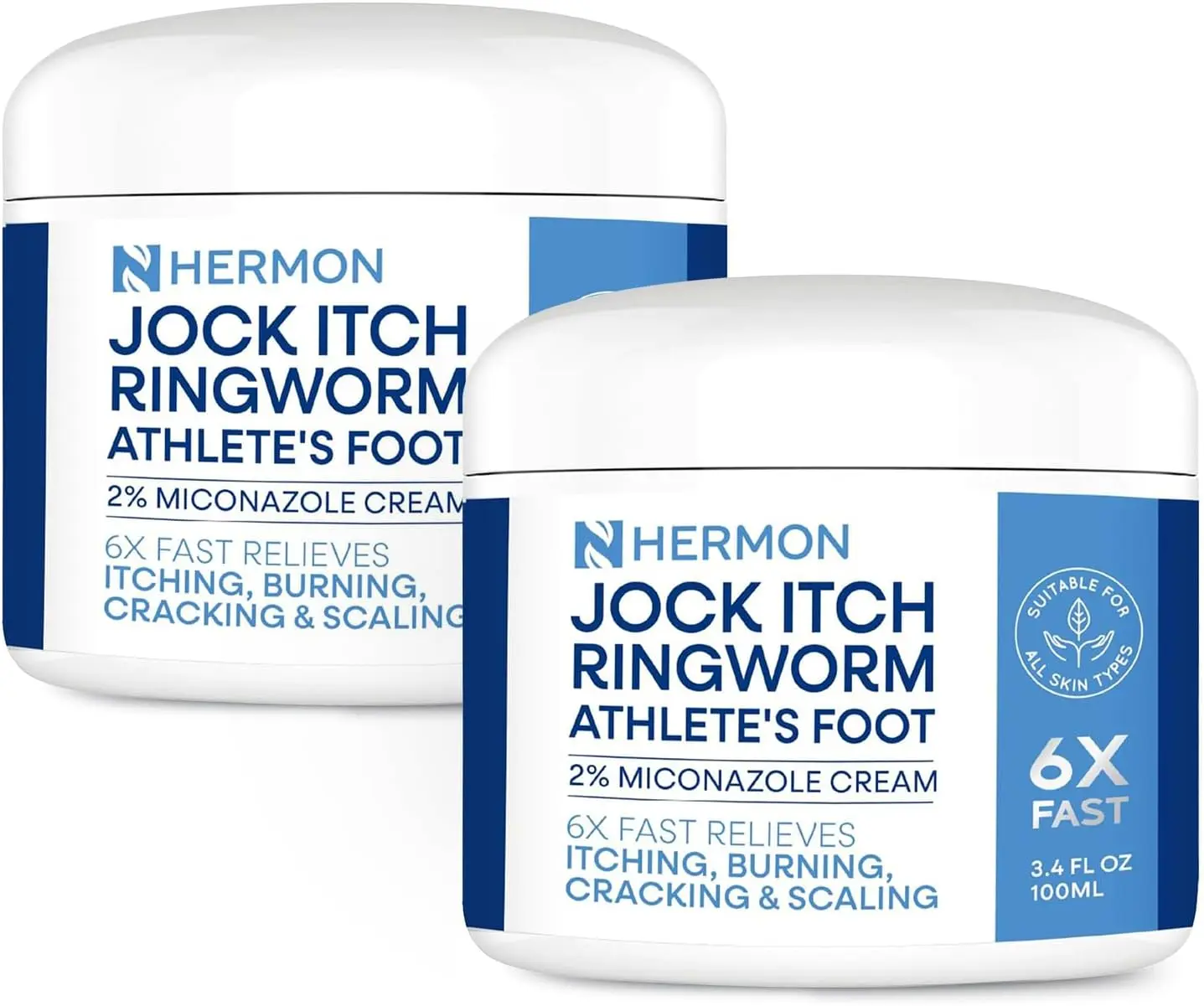 Hermon Jock Itch Antifungal Cream, Ringworm Treatment for Humans, Athlete's Foot Treatment, Ringworm Cream for Humans, Foot & Body Balm, Provides Soothing Relief-2 Pack