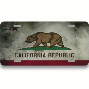 Distressed California Republic Flag License Plate - 12"x6" License Plate Aluminum Standard Fit - For Car Truck Vanity Plate - Car Accessory Universal Fit - Gift Idea - Novelty Plate - PLP0041