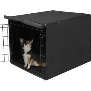 Durable Medium Dog Crate Cover, Windproof Dog Kennel Covers Fit 30 inch Wire Crate Cover Black - (30 inches, Black)