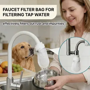 Faucet filter bag for filtering tap water,Ideal for cleaning pet food bowls and pet supplies, as well as fruits and vegetables; effectively filters out rust and impurities