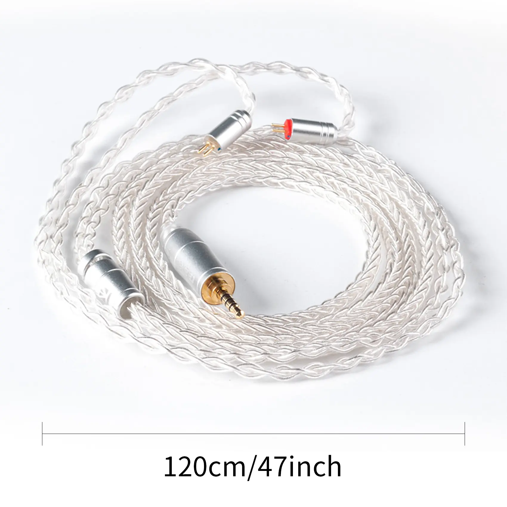 KBEAR 8-Core Silver-Plated High-Fidelity Wired Earphones Cable, 120cm Tangle-Free Detachable 2PIN/QDC/MMCX to 3.5mm In-Ear Wire for HiFi IEMs (Fixes Muddy Sound) – Fits EDX PRO, ZS10PRO, AS10, ZS10, ZST, ZS6, C10, TRN V80, X6, 2Pin 3.5Mm