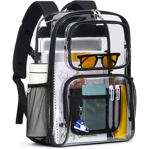 Clear Backpack Heavy Duty for Women Men Boys Girls, Large Clear Bookbag See Through Backpack for School College