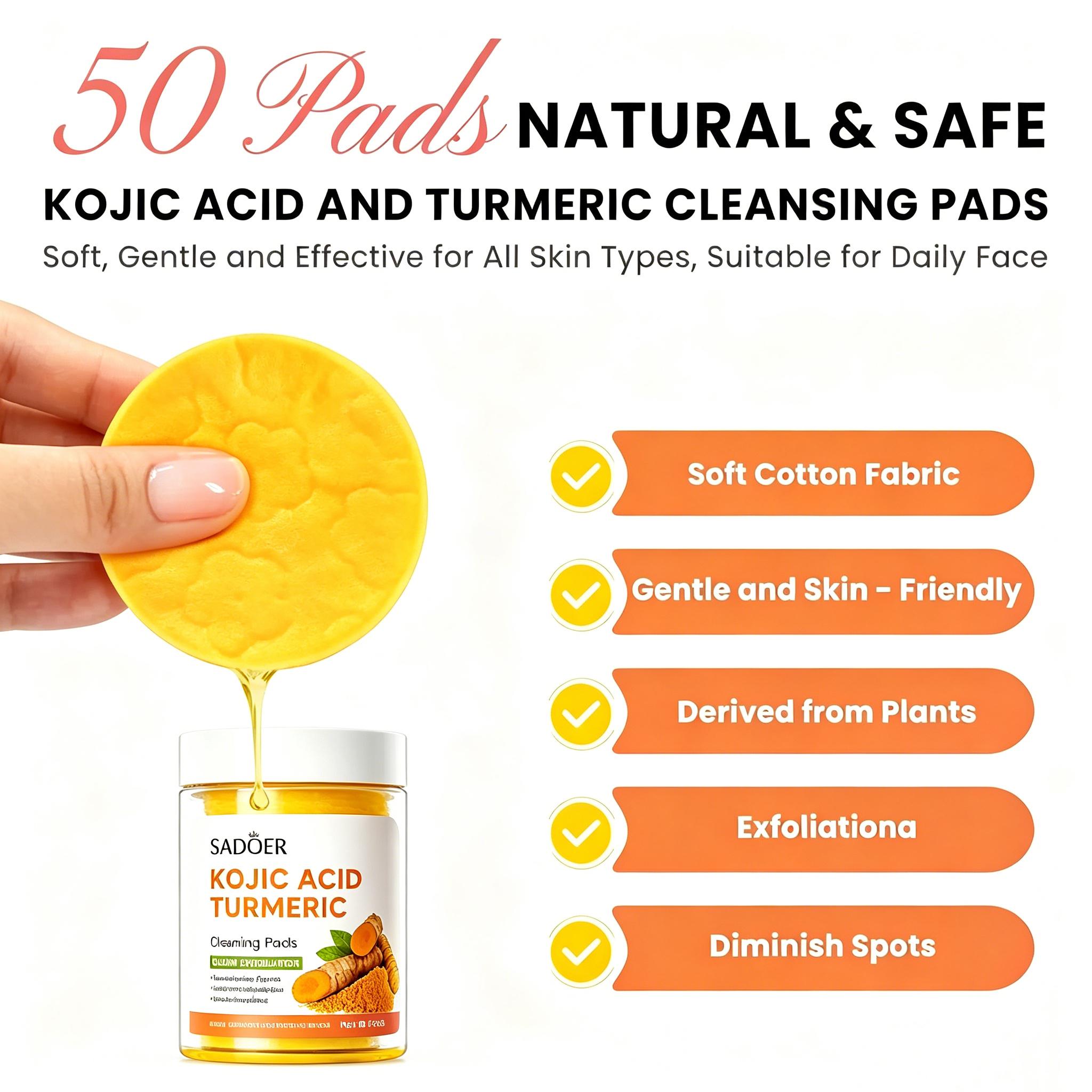 Kojic Acid Turmeric Cleansing Pads Exfoliate for Acne and Dark Spots