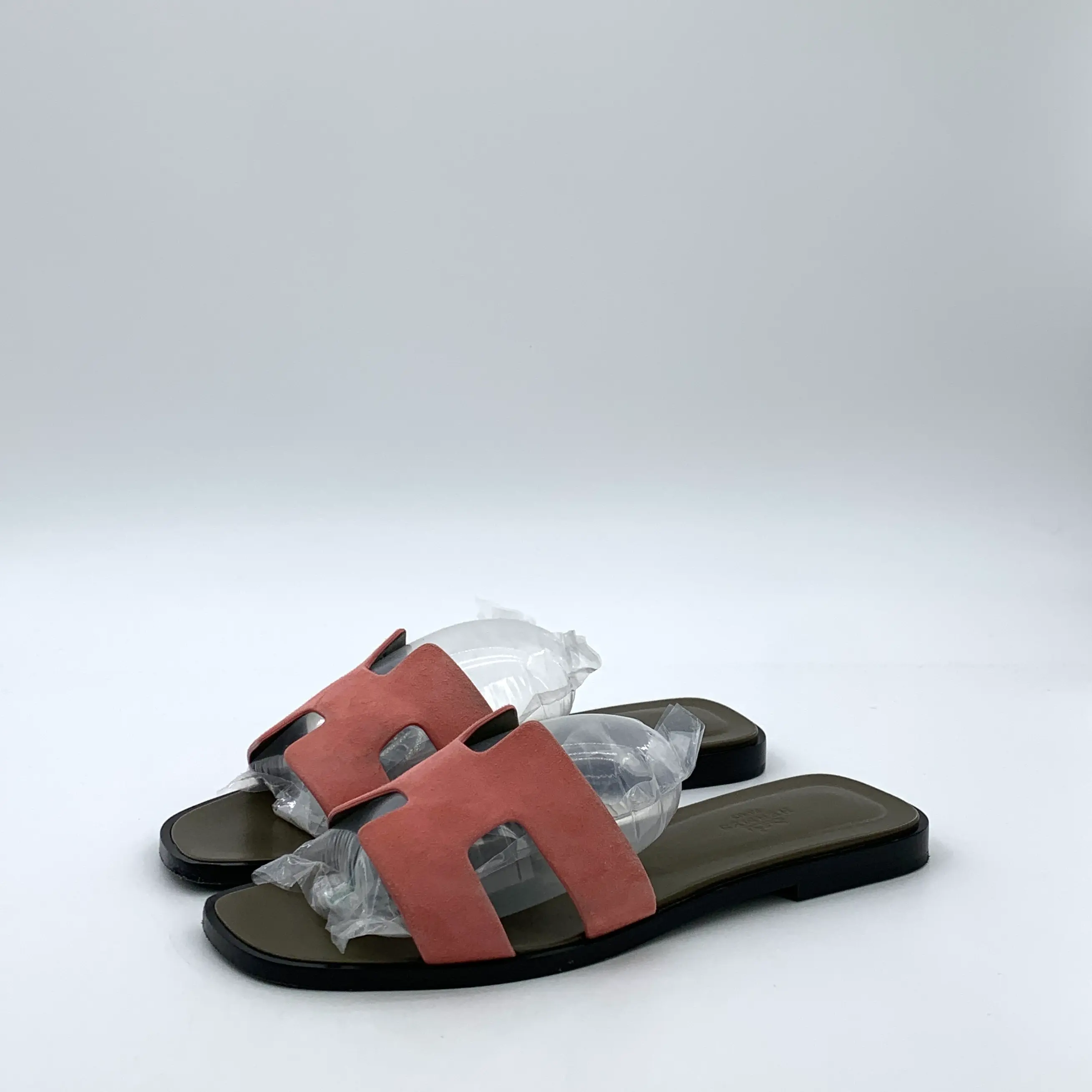 RDLT-Hermes Size 37 Colorblock Suede H Oran Flat Slide Sandals-J36320