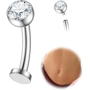 Floating Titanium Belly Button Rings Hypoallergenic G23 Titanium Internally Threaded Belly Ring 14G Belly Piercings for Women Navel Piercings Jewelry