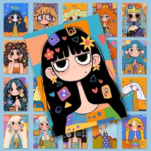48 Pcs Anime Japanese Doodle Girl Stickers, Hand-Drawn Graffiti Decals for Backpacks, Pencil Cases, Keychains, Cute and Trendy Accessories