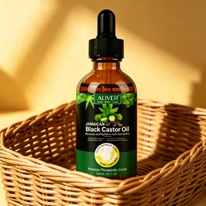 ALIVER Jamaican Black Castor Oil (60ml) - Lightweight Natural Hair Oil, Scalp Care Treatment for Healthy Hair, Eyelash & Eyebrow Conditioning