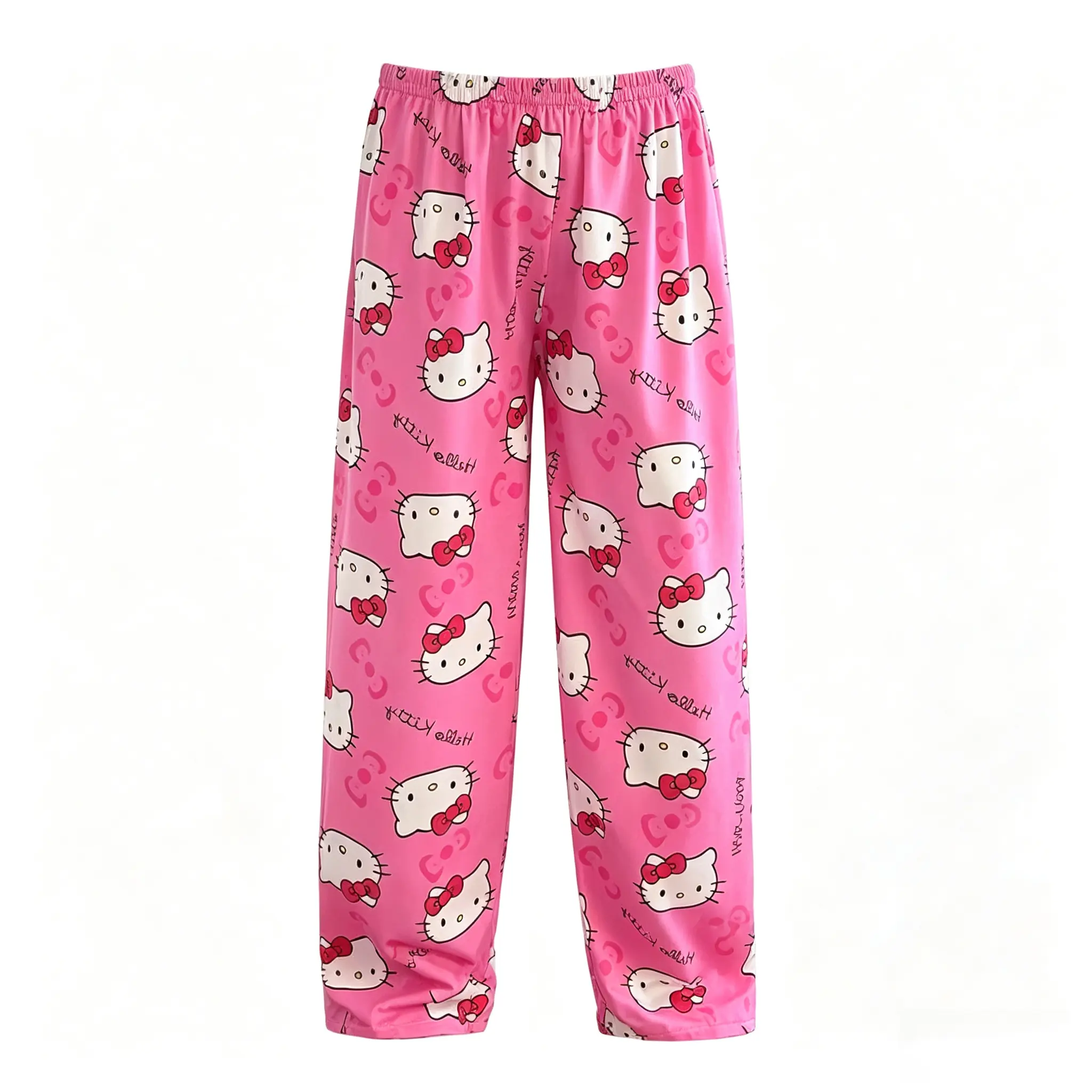 Sanrio Hello Kitty Lightweight Milk‑Striped Pajama Pants, Soft Loose Sleep Bottoms, Cute Cartoon Loungewear for Women