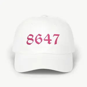Pink 8647 Political Dad Hat, Progressive Embroidered Baseball Cap for Feminist Activists