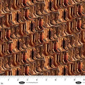 Spurs & Spirit Cowboy Boots Cotton Fabric