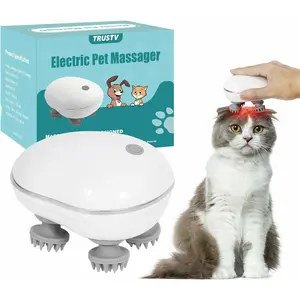 Electric Cat Massager, Handheld Pet Massager for Indoor Cats and Dogs with Red Light