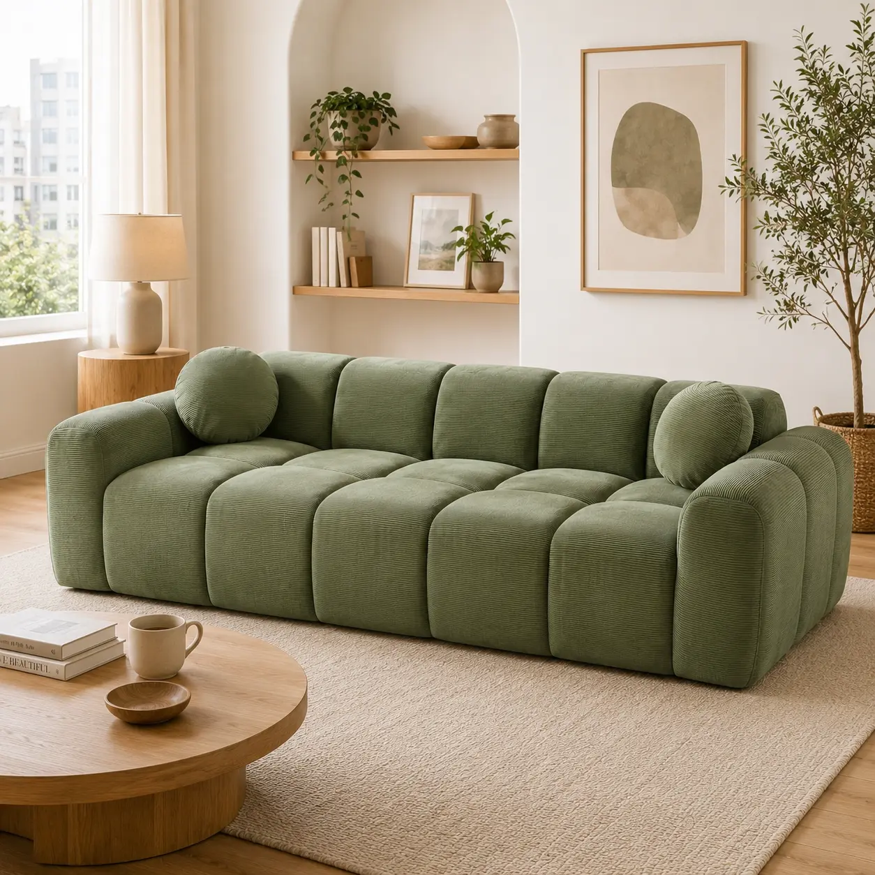 Cloud-Like 98.4” Corduroy Sofa | Sink-In Deep Seat, No Assembly, Expands in 48H