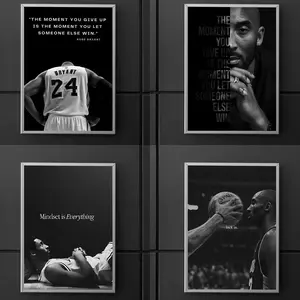 Kobe Bryant Motivational Poster, Inspirational Wall Art, Black & White Basketball Print, Sports Art Decor, Motivational , Unframed Posters - TikTok Shop