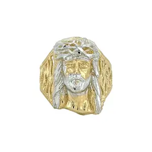 Jesus Head Two Tone Ring - 10K Yellow Gold