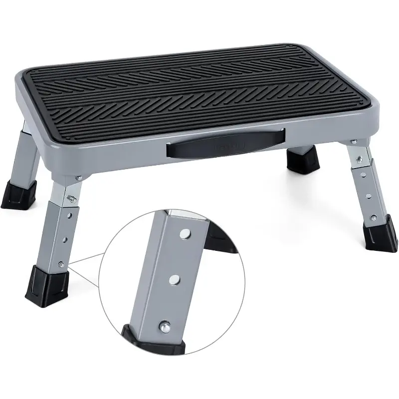 3-Level 1 Step Stool, Height-Adjustable 7"-9" Folding Step Ladder with Non-Slip 10"x15" Platform, Convenience Handle, Durable ft - Sturdy, Supports 330 Lbs - Portable for Adults, Office, Home Improvement