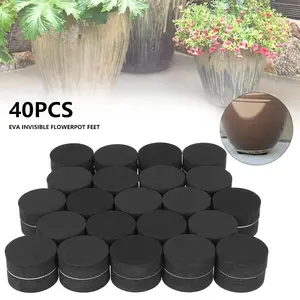 40Pcs Flower Plant Pot Feet Invisible Round Flowerpot Riser Stands Self-adhesive Black Non-slip Heavy Duty Flower Pot Pad