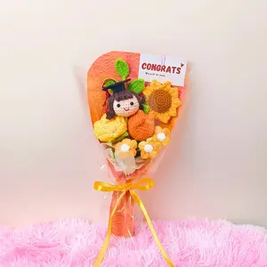 Crochet Sunflower Graduation Bouquet with Custom Doll - Class of 2026 Gift