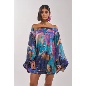 OUT FOR BRUNCH PATTERNED MINI DRESS