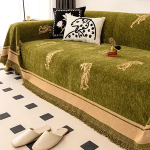 Luxury Tiger Chenille Sectional Couch Cover, Reversible Velvet Throw Blanket Set (1pc Each), Machine Washable, Contemporary Design, Living Room Protection for 1/2/3/4/Combination Seating