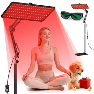 Morfone 2-in-1 Red Light Lamp for Full Body & Face 200LED 660nm 850nm 940nm Infrared Light LargePanel Adjustable Stand Protective Glasses HomeUse Gift for Women and man.