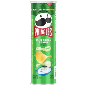 7x Pringles Sour Cream & Onion - Savory Potato Crisps Snack Chips Salty Treats Bundle Lot Bulk Pack Wholesale Picnic Party Lunch School Office Food Cravings Munchies Delicious Crunchy Pantry Essentials Stash Size 5.5oz 7ct