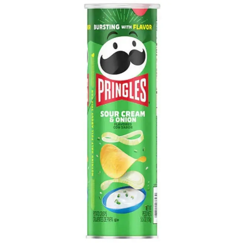 Pringles Sour Cream & Onion Potato Crunch Crisps & Puffed Snacks, 14ct 5.5oz Bulk Pack - Cholesterol-Free Dehydrated Potatoes, Savory Salty Treat, Pantry Essential for Office Stock, Lunch Box Munchies