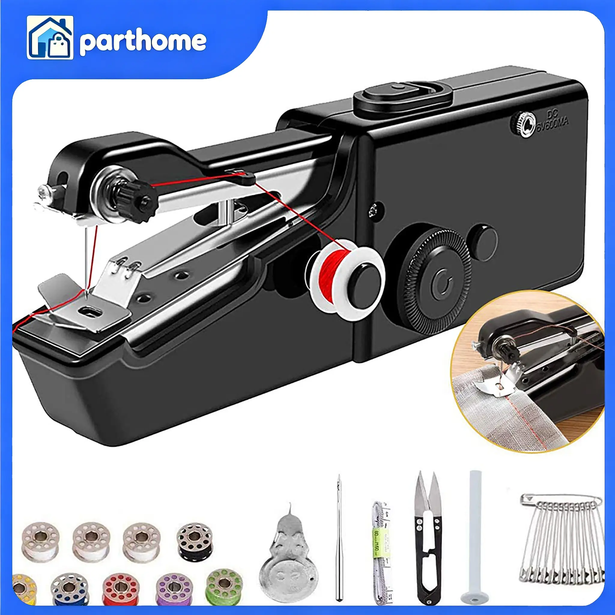 Pocket-Sized Portable Handheld Mini Electric Autofeed Sewing Machine - Quick Stitch Tool with Sewing Supplies, Crafts Accessories for Home Repairs, DIY Projects, Portable Sewing Machine Handheld