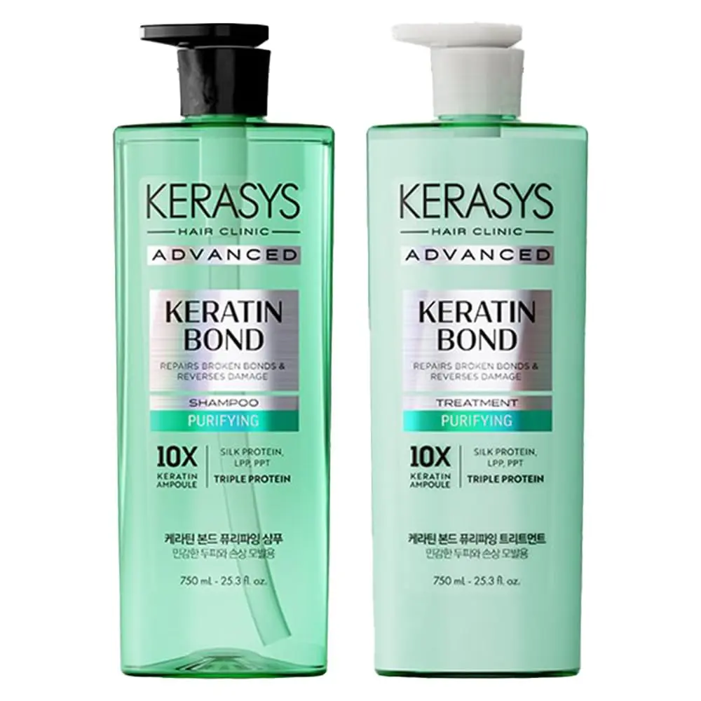 Kerasys Advanced Keratin Bond Purifying Shampoo & Treatment Set, 20.2 fl oz / 600 mL Each