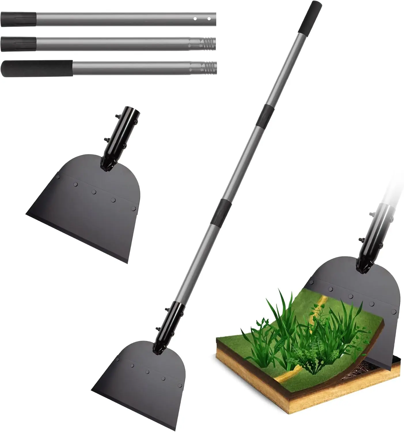 Flat Shovel, Floor Scraper, 54 inch Garden Scraper for Walkway, Weed Remove Tool for Lawn Edging, Cleaning Scraper for Road Outdoor, Driveway Weeding Tool Ice Scraper & Ice