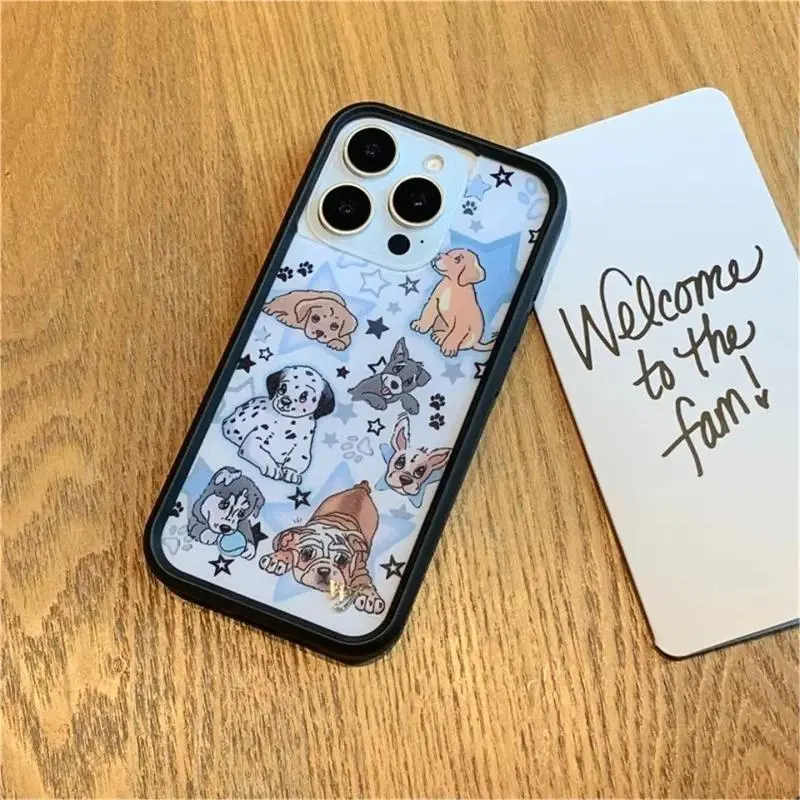 Wildflower ins party pet dog piglet For iPhone 17 12 13 14 15 Plus wf Moon Star Sheep Cherry Cat vertical stripe lightweight transparent acrylic large hole 360-degree rotating stand musical matte screen protector butterfly feather ph full model anti-drop,
