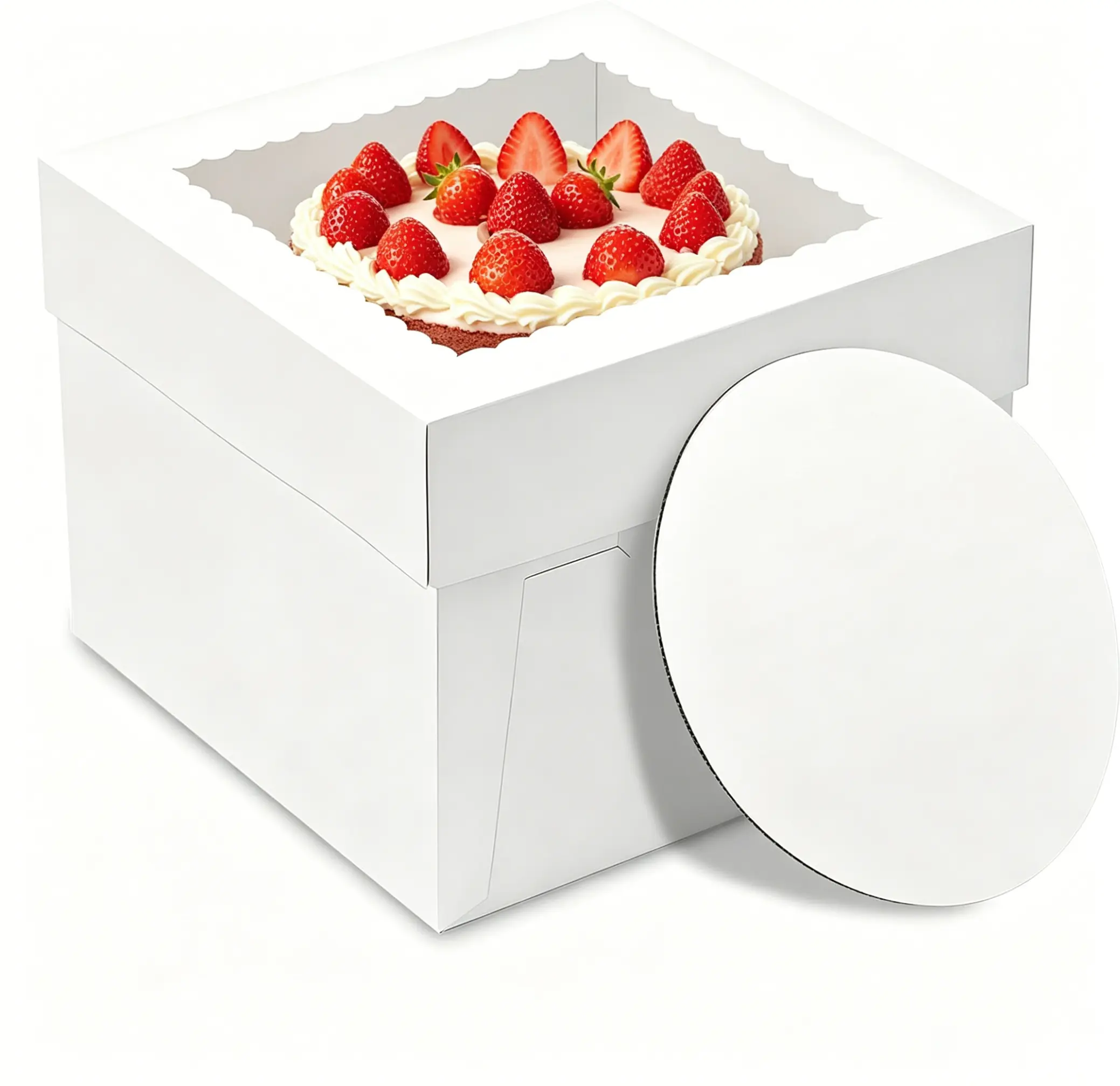 5Pack Cake Boxes 10x10x8 Inches Tall Cakes Box with Window White Cake Boxes with Cakes Boards Square Bakery Box for Cake Treat Cookie Dessert Pastry Birthday Party Mother's Day Weddings