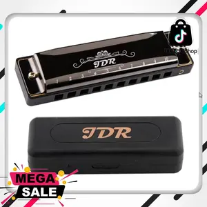 JDR Blues Harmonica Mouth Organ 10 Hole C Key with Case, Diatonic Armonica for Professional Player, Beginner, Students Gifts, Adult, Friends, Kids, Teacher, Parents Black