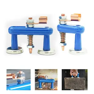 Welding Ground Clamp Magnet 500A Resilient Copper Electrode Single Magnet with Blue Plastic Frame & Spring Mechanism for Secure Grip and Stability