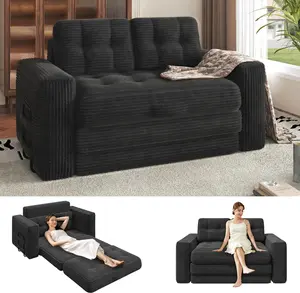 EROMMY Convertible Sofa Bed, 2 in 1 Boneless Couch Bed with 2 Pillows, Corduroy Pull out Couch Folding Sofa Bed with Deep Seat, Small Loveseat Sleeper Sofa Bed in a Box for Small Spaces, No Assembly Required outdoorfun